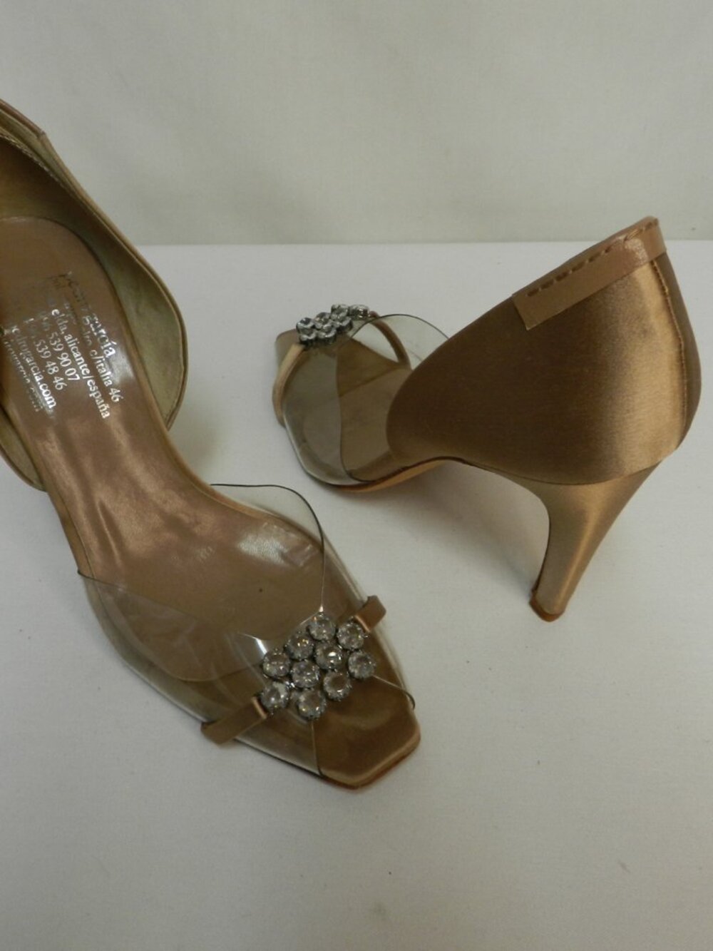 Pedro Garcia Swarovski Crystal Size 37.5 US 7 peep toe PVC D'Orsay pumps heels